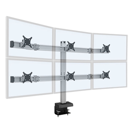 Hex Monitor Mount - 3 over 2 Monitor Desk Mount